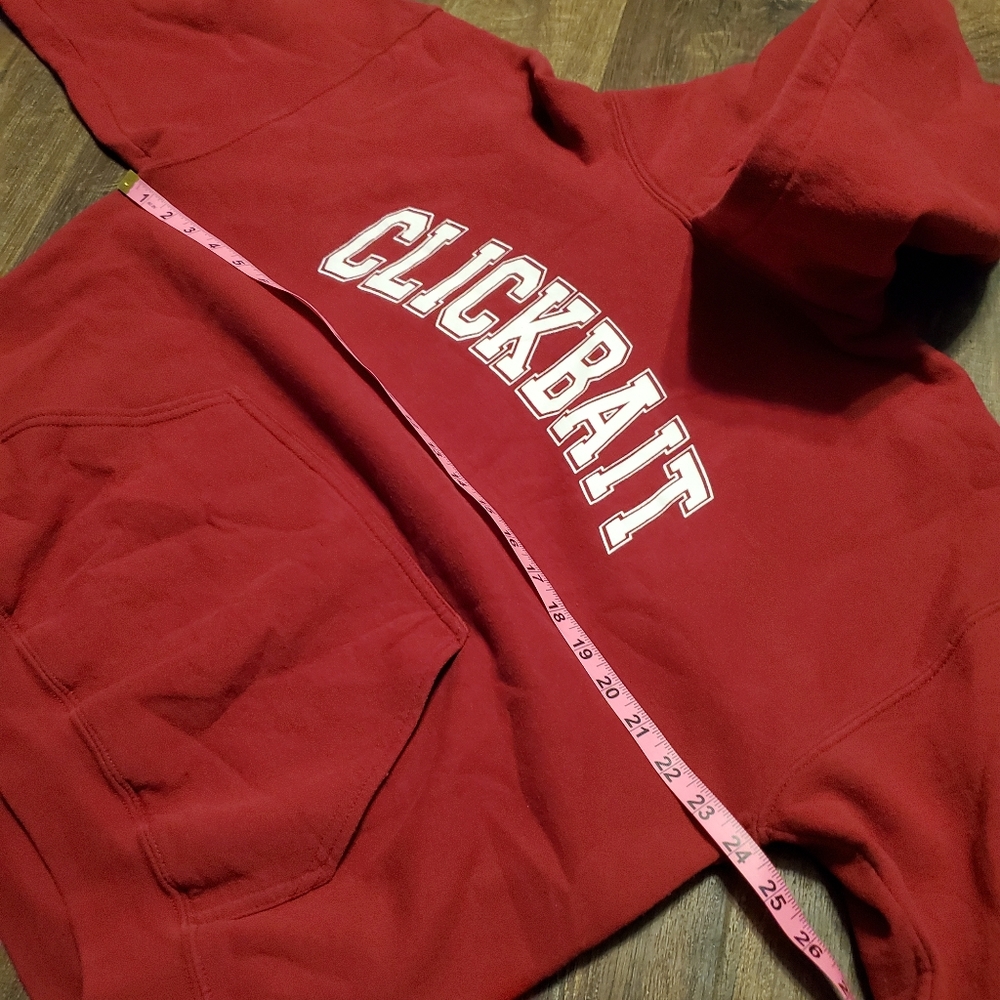 Gildan Red "CLICKBAIT" Pullover Hoodie - Picture 3 of 5